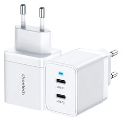 Choetech Power Delivery Oplader met 2 USB-C Poorten 40W Wit afbeelding