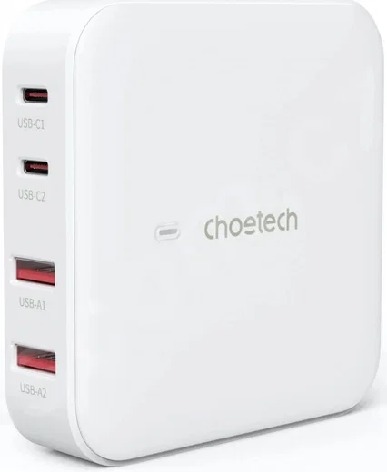 Choetech 100W USB / USB-C Snellader GaN Power Adapter Wit afbeelding 1