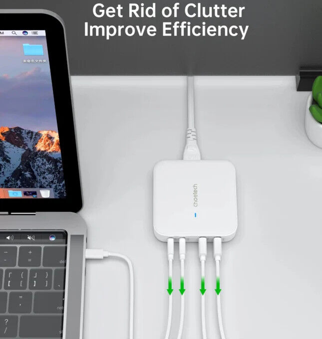 Choetech 100W USB / USB-C Snellader GaN Power Adapter Wit afbeelding 5