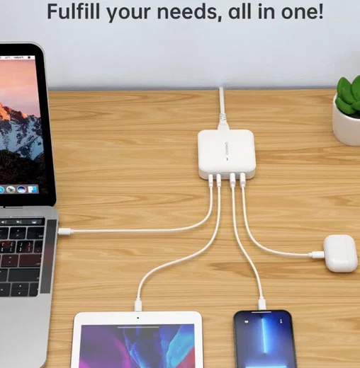 Choetech 100W USB / USB-C Snellader GaN Power Adapter Wit afbeelding 6