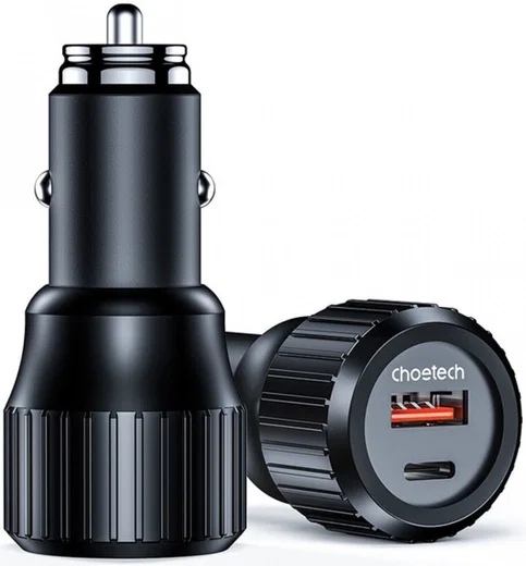 Choetech 63W Duo Fast Charge Autolader USB en USB-C Zwart afbeelding 1