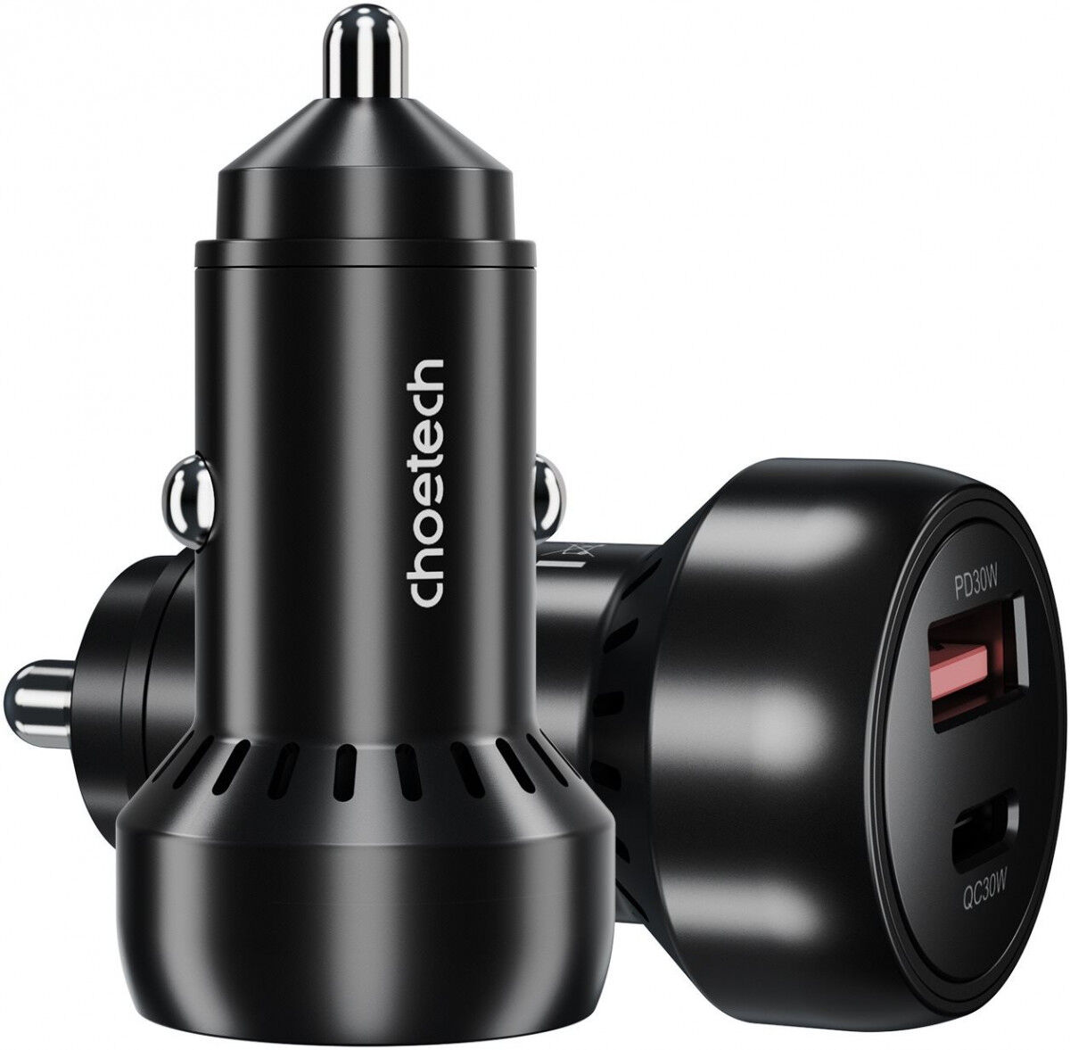 Choetech 60W Duo Fast Charge Autolader USB-A + USB-C Zwart afbeelding 7