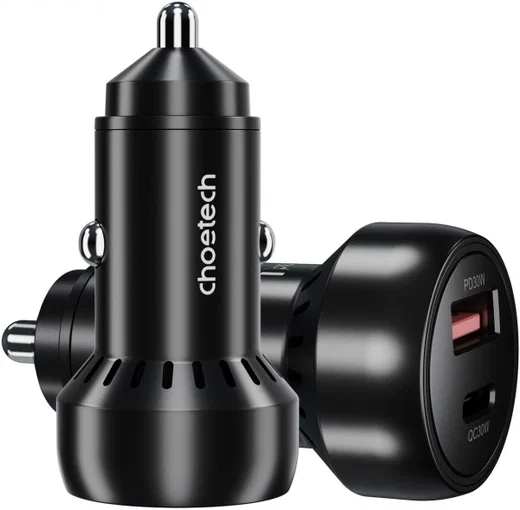 Choetech 60W Duo Fast Charge Autolader USB-A + USB-C Zwart afbeelding 7