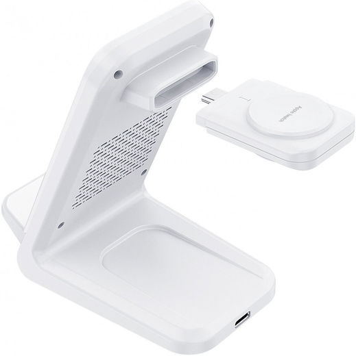 Choetech 3-in-1 Draadloze Oplader 15W Smartphone/Oortjes/Watch Wit afbeelding 2