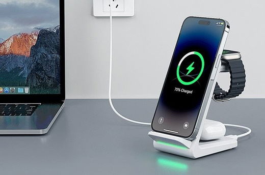 Choetech 3-in-1 Draadloze Oplader 15W Smartphone/Oortjes/Watch Wit afbeelding 8