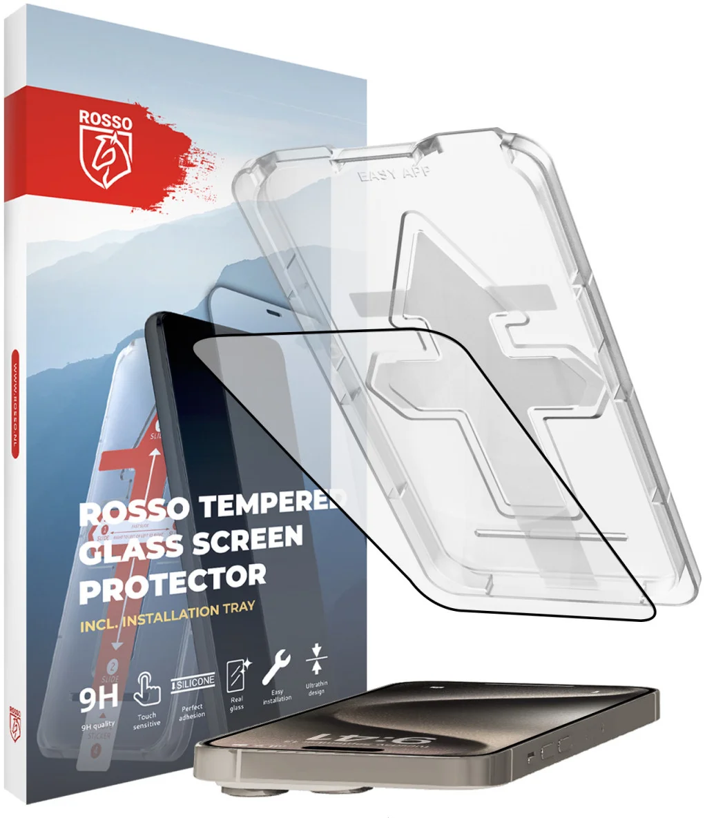 Rosso Apple iPhone 15 Pro Tempered Glass met Installatietray afbeelding 1