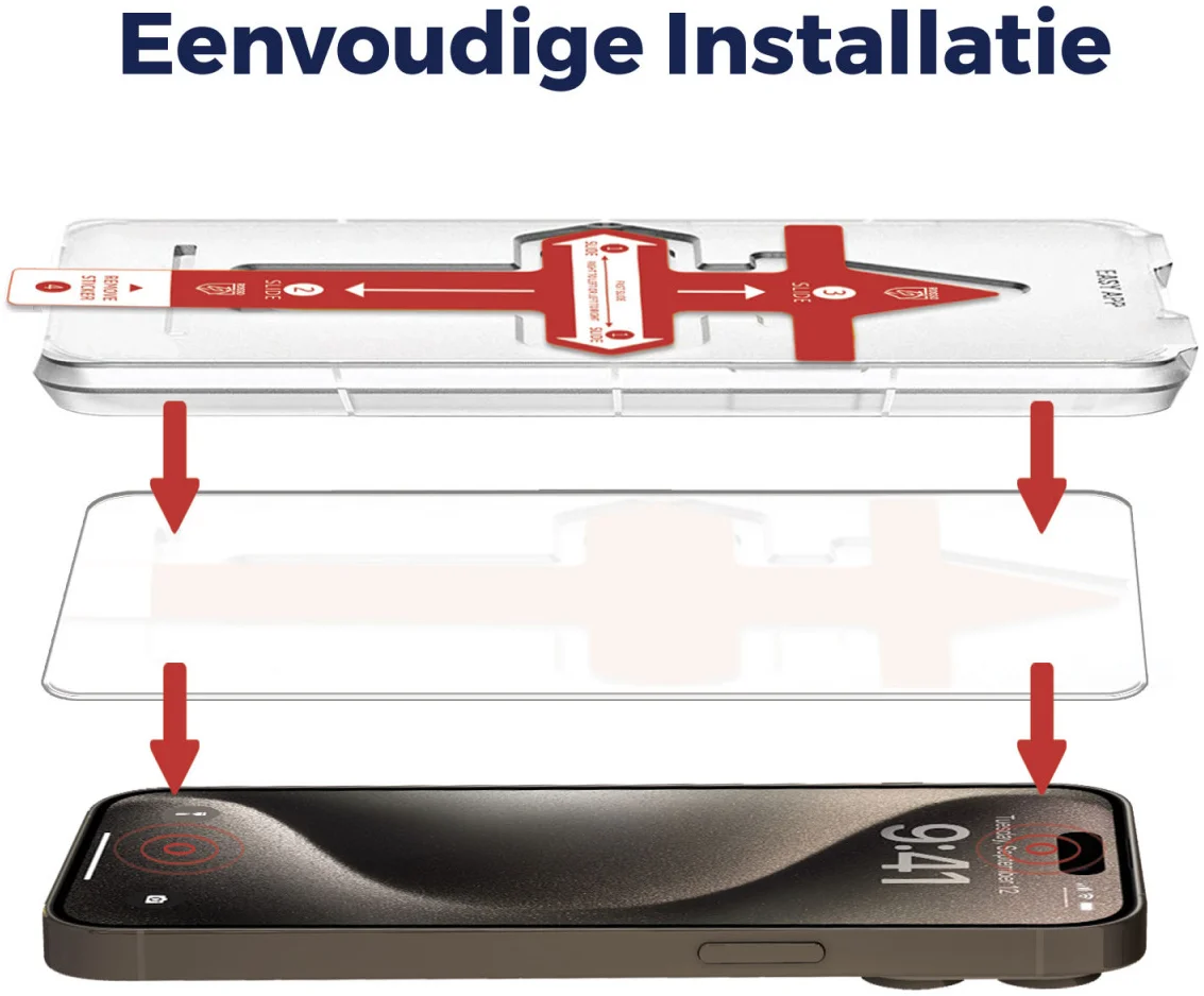 Rosso Apple iPhone 15 Pro Max Tempered Glass met Installatietray afbeelding 2