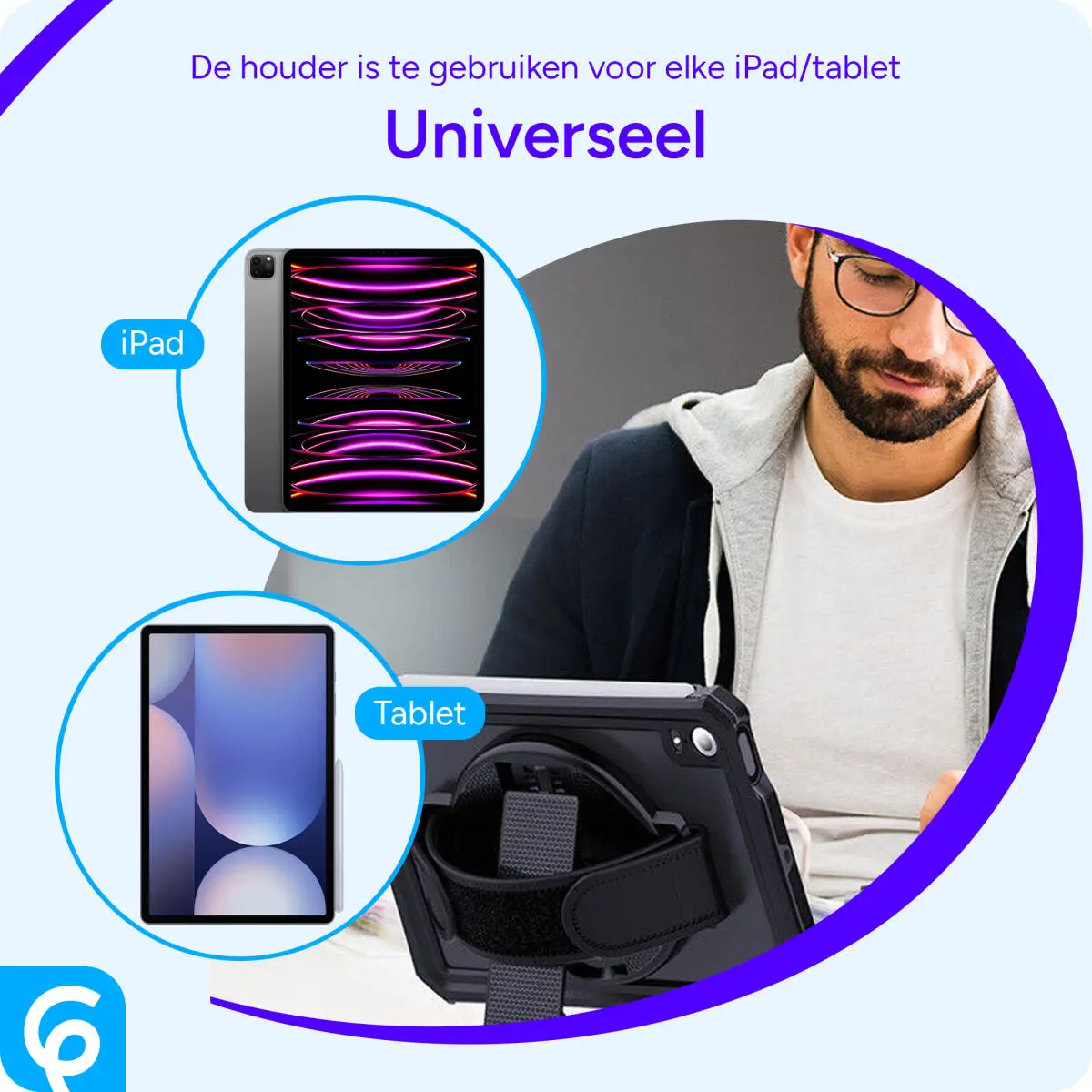 360° Draaibare Handriem Tablet Houder Geschikt voor oa iPad/Samsung afbeelding 3