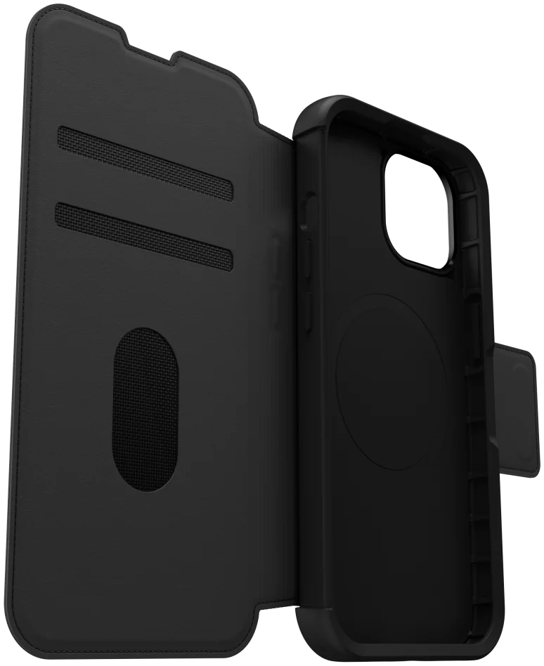 OtterBox Strada iPhone 15 Hoesje MagSafe Book Case Echt Leer Zwart afbeelding 8