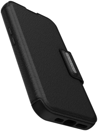 OtterBox Strada iPhone 15 Hoesje MagSafe Book Case Echt Leer Zwart afbeelding 10
