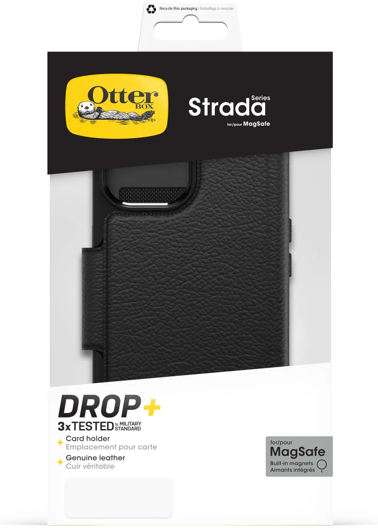 OtterBox Strada iPhone 15 Hoesje MagSafe Book Case Echt Leer Zwart afbeelding 11