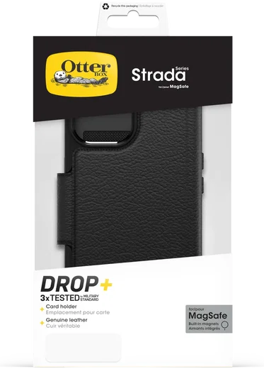 OtterBox Strada iPhone 15 Hoesje MagSafe Book Case Echt Leer Zwart afbeelding 11