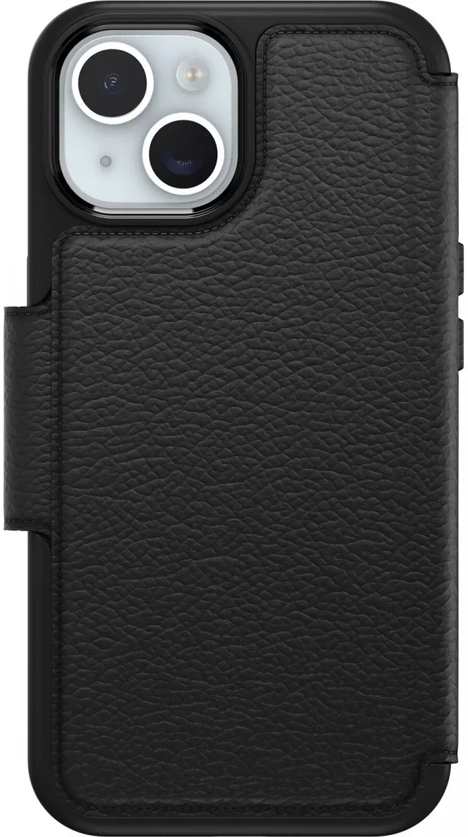 OtterBox Strada iPhone 15 Hoesje MagSafe Book Case Echt Leer Zwart afbeelding 1