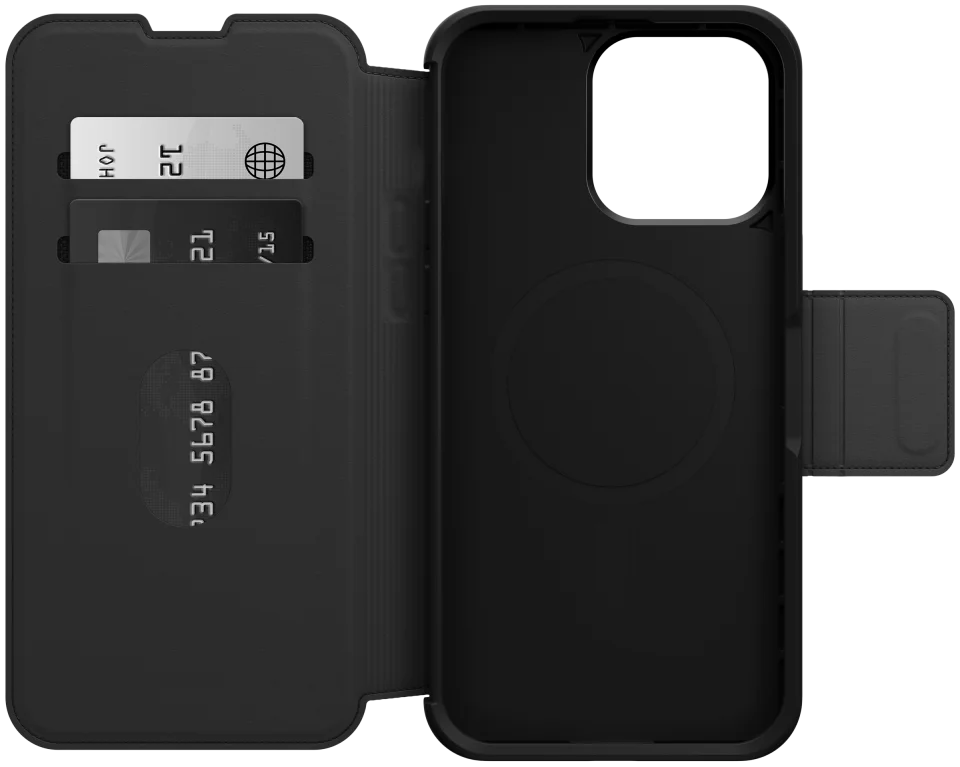 OtterBox Strada iPhone 15 Pro Max Hoesje MagSafe Book Case Leer Zwart afbeelding 7
