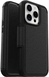 OtterBox Strada iPhone 15 Pro Max Hoesje MagSafe Book Case Leer Zwart afbeelding