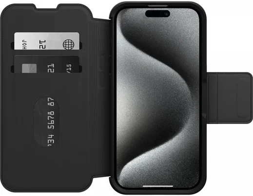 OtterBox Strada iPhone 15 Pro Max Hoesje MagSafe Book Case Leer Zwart afbeelding 2
