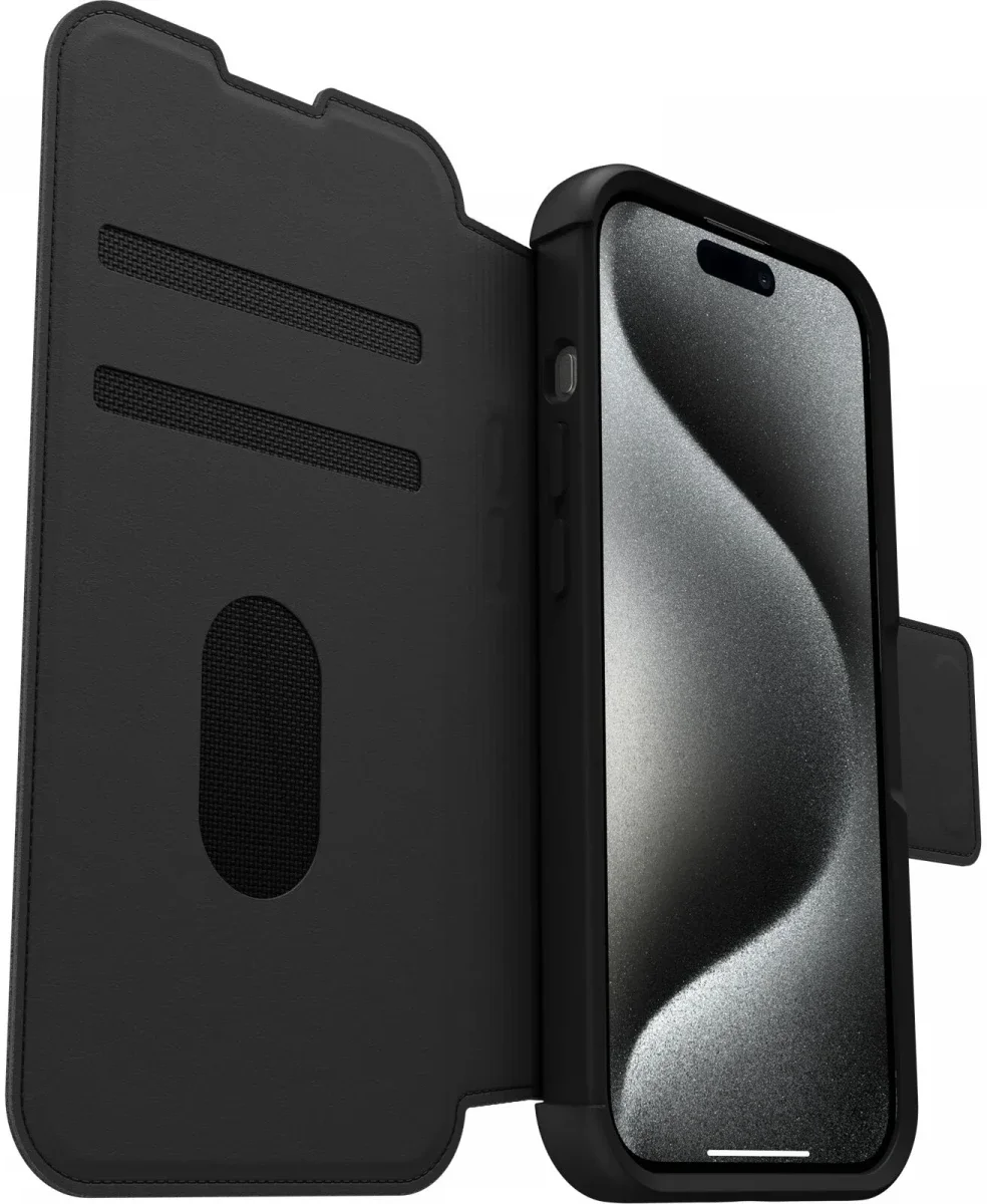 OtterBox Strada iPhone 15 Pro Max Hoesje MagSafe Book Case Leer Zwart afbeelding 3