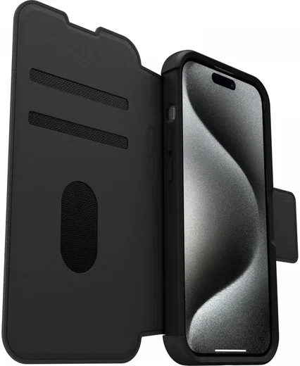 OtterBox Strada iPhone 15 Pro Max Hoesje MagSafe Book Case Leer Zwart afbeelding 3