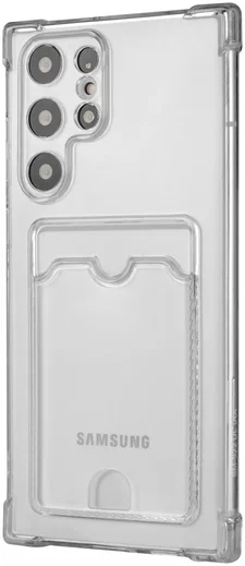 Samsung Galaxy S22 Ultra Hoesje Dun TPU met Pasjeshouder Transparant afbeelding 2