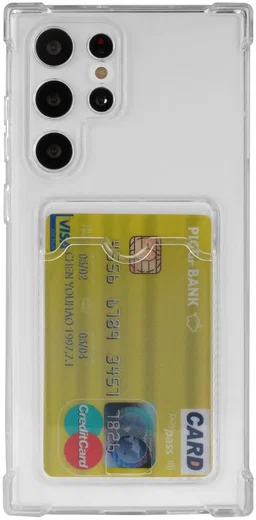Samsung Galaxy S22 Ultra Hoesje Dun TPU met Pasjeshouder Transparant afbeelding 1