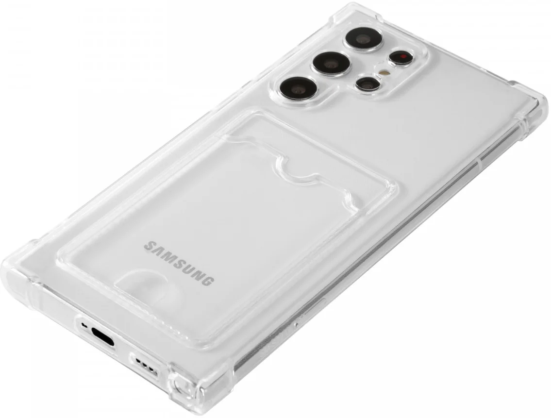 Samsung Galaxy S22 Ultra Hoesje Dun TPU met Pasjeshouder Transparant afbeelding 8