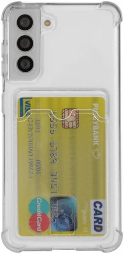 Samsung Galaxy S21 Hoesje Dun TPU met Pasjeshouder Transparant afbeelding 2