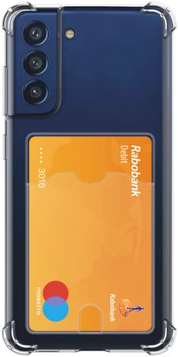 Samsung Galaxy S21 FE Hoesje Dun TPU met Pasjeshouder Transparant afbeelding 1