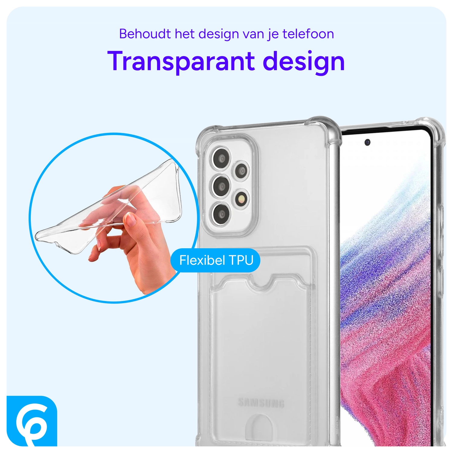 Samsung Galaxy A53 Hoesje Dun TPU met Pasjeshouder Transparant afbeelding 6