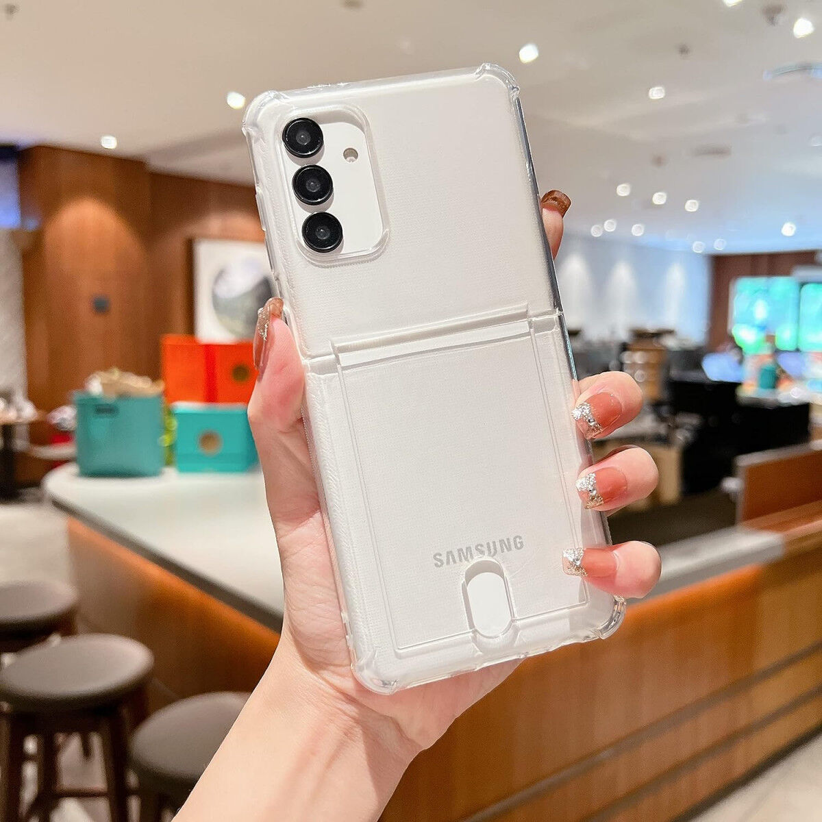 Samsung Galaxy A13 4G Hoesje Dun TPU met Pasjeshouder Transparant afbeelding 4