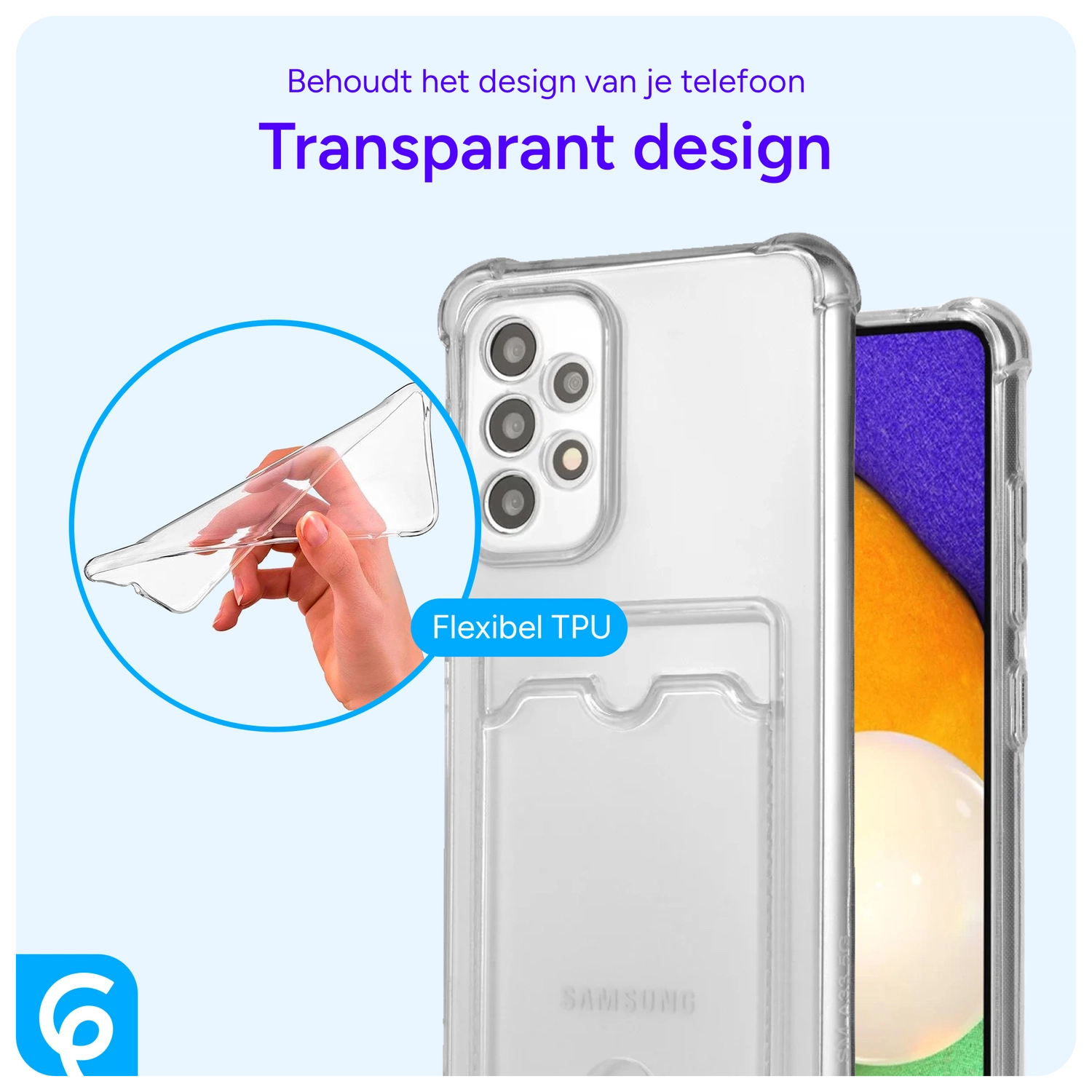 Samsung Galaxy A52 Hoesje Dun TPU met Pasjeshouder Transparant afbeelding 5