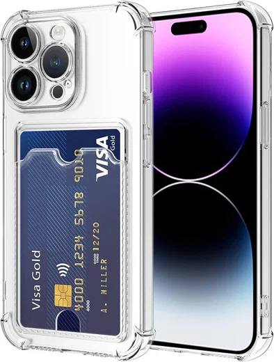 Apple iPhone 15 Pro Max Hoesje Dun TPU met Pasjeshouder Transparant afbeelding 1