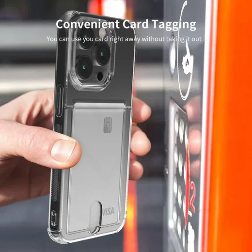 Apple iPhone 15 Pro Max Hoesje Dun TPU met Pasjeshouder Transparant afbeelding 5