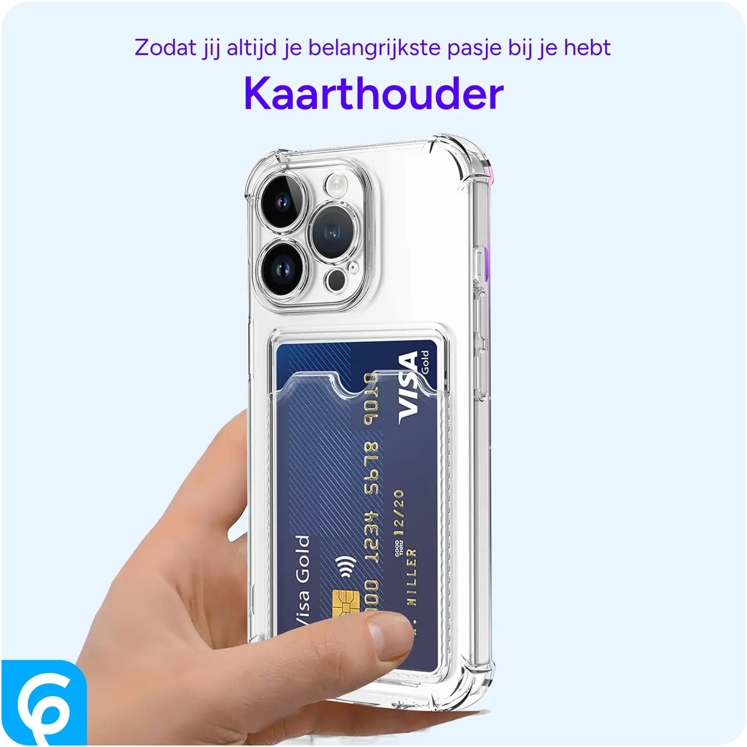 Apple iPhone 15 Pro Hoesje Dun TPU met Pasjeshouder Back Cover Transparant afbeelding 8