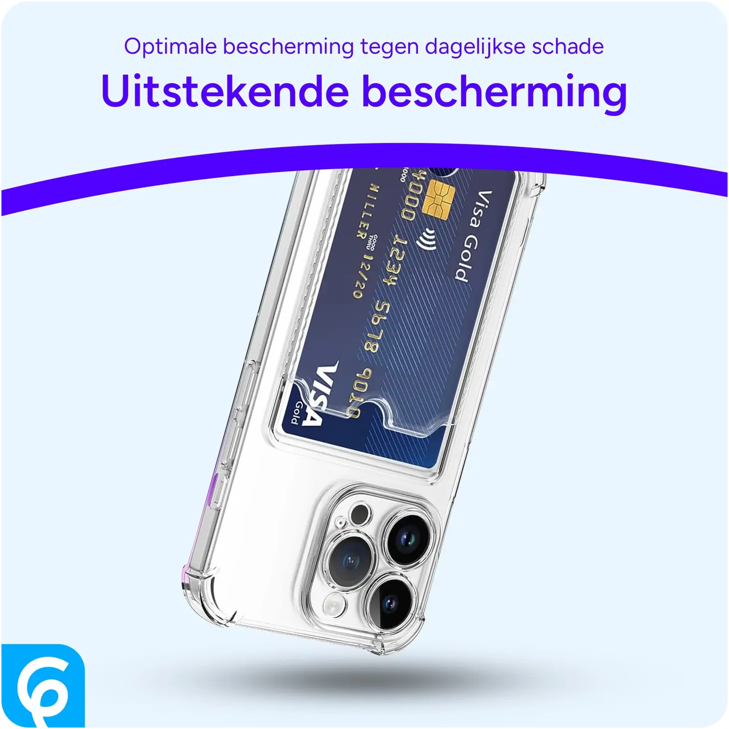 Apple iPhone 15 Pro Hoesje Dun TPU met Pasjeshouder Back Cover Transparant afbeelding 3