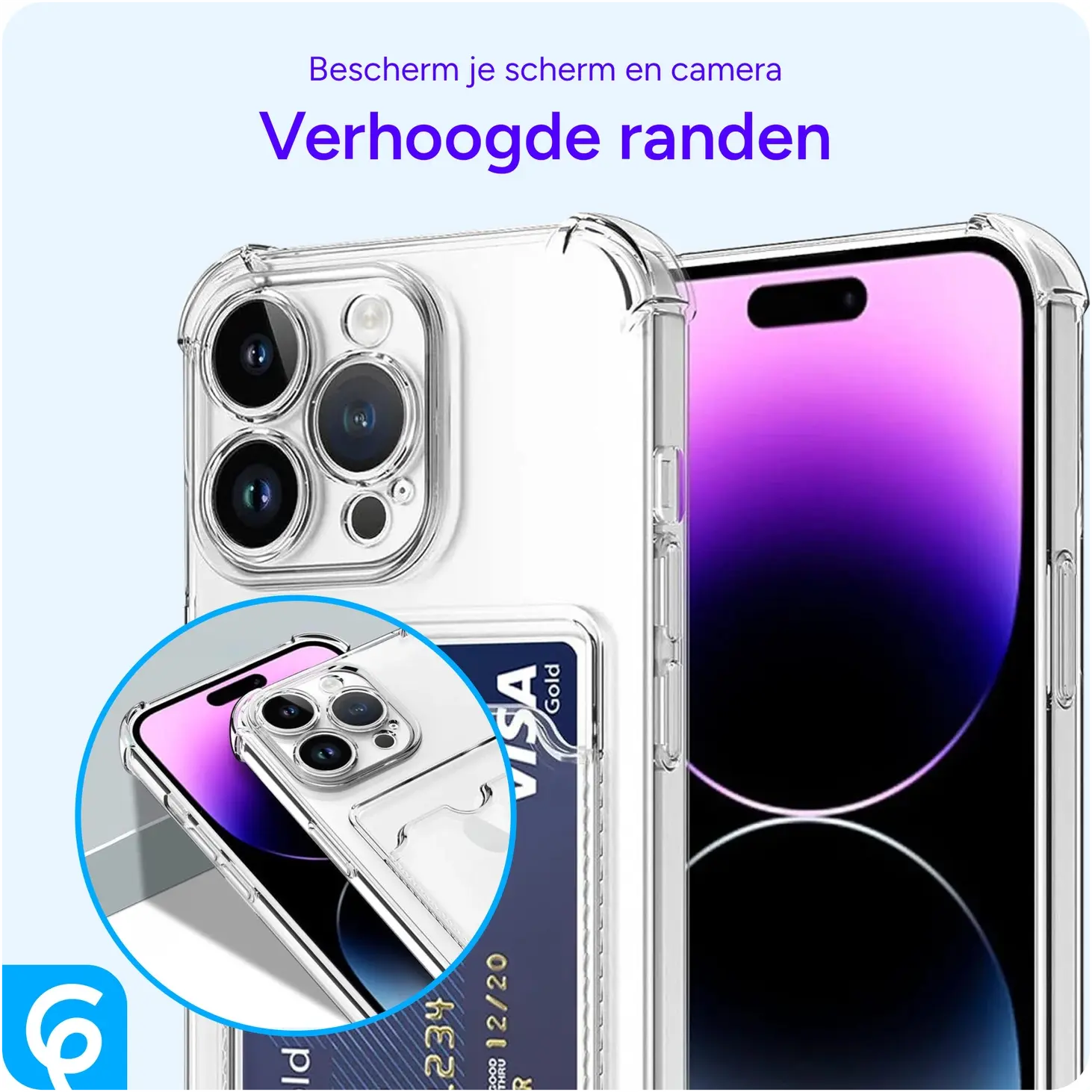 Apple iPhone 15 Pro Hoesje Dun TPU met Pasjeshouder Back Cover Transparant afbeelding 5