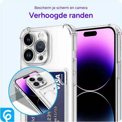 Apple iPhone 15 Pro Hoesje Dun TPU met Pasjeshouder Back Cover Transparant afbeelding 5