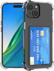 Apple iPhone 15 Plus Hoesje Dun TPU met Pasjeshouder Transparant afbeelding