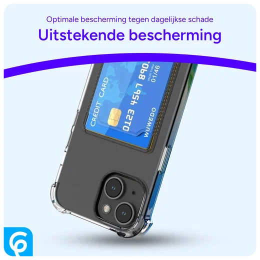 Apple iPhone 15 Hoesje Dun TPU met Pasjeshouder Back Cover Transparant afbeelding 3