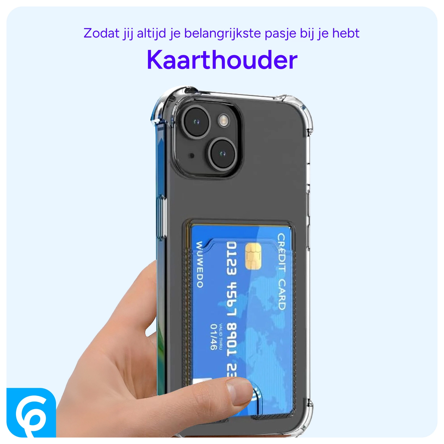 Apple iPhone 15 Hoesje Dun TPU met Pasjeshouder Back Cover Transparant afbeelding 5