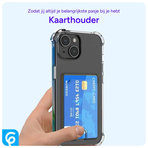 Apple iPhone 15 Hoesje Dun TPU met Pasjeshouder Back Cover Transparant afbeelding 5
