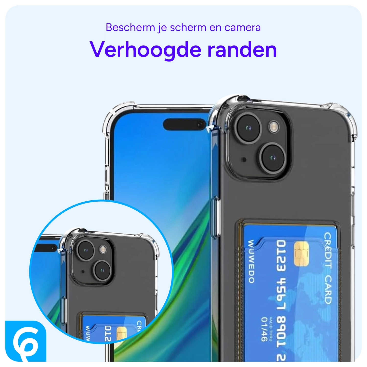 Apple iPhone 15 Hoesje Dun TPU met Pasjeshouder Back Cover Transparant afbeelding 6