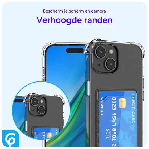 Apple iPhone 15 Hoesje Dun TPU met Pasjeshouder Back Cover Transparant afbeelding 6