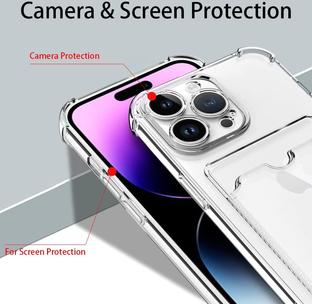 Apple iPhone 14 Pro Max Hoesje Dun TPU met Pasjeshouder Transparant afbeelding 8