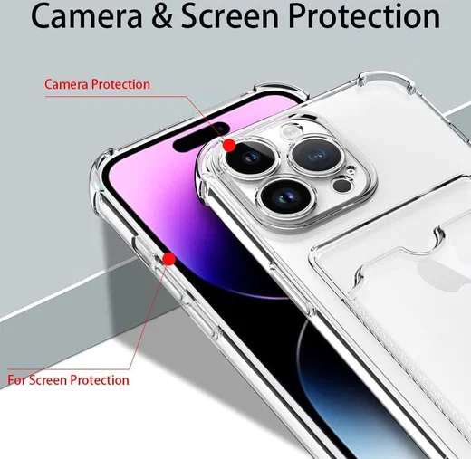 Apple iPhone 14 Pro Max Hoesje Dun TPU met Pasjeshouder Transparant afbeelding 8