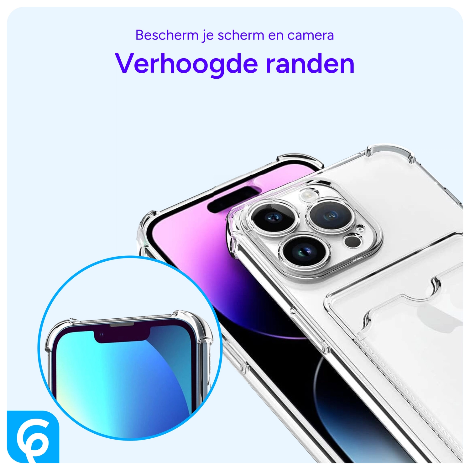 Apple iPhone 14 Pro Hoesje Dun TPU met Pasjeshouder Transparant afbeelding 4