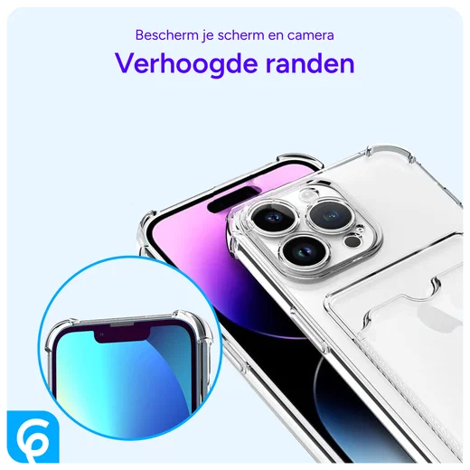 Apple iPhone 14 Pro Hoesje Dun TPU met Pasjeshouder Transparant afbeelding 4