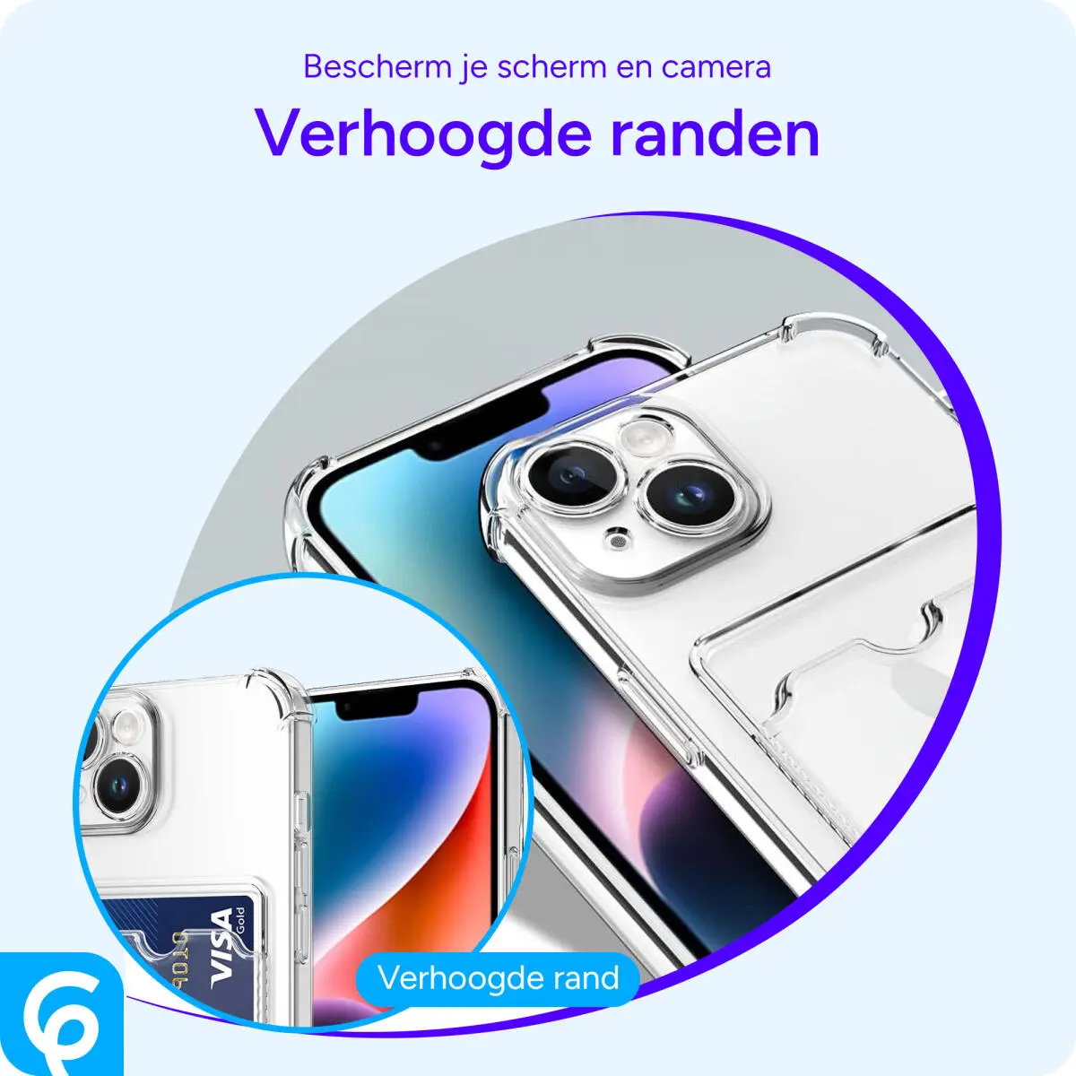 Apple iPhone 14 Hoesje Dun TPU met Pasjeshouder Back Cover Transparant afbeelding 6