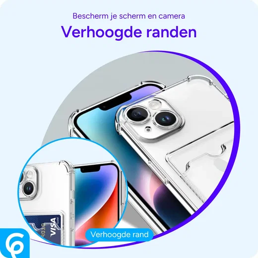 Apple iPhone 14 Hoesje Dun TPU met Pasjeshouder Back Cover Transparant afbeelding 6