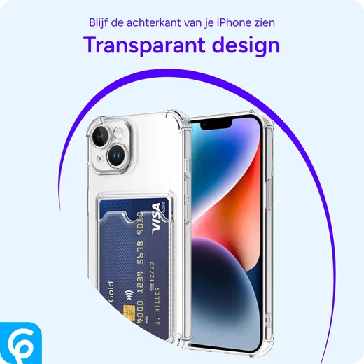 Apple iPhone 14 Hoesje Dun TPU met Pasjeshouder Back Cover Transparant afbeelding 8