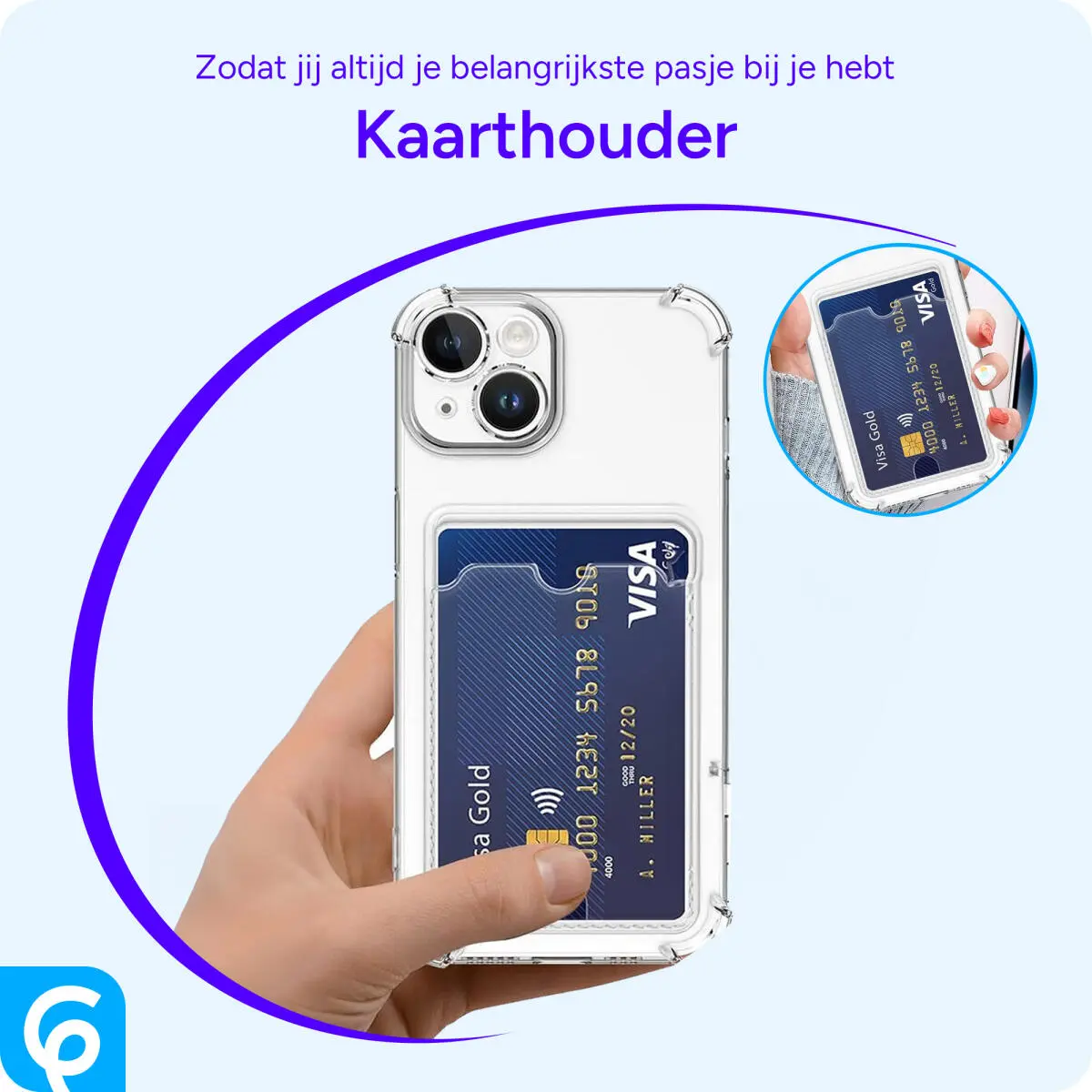 Apple iPhone 14 Hoesje Dun TPU met Pasjeshouder Back Cover Transparant afbeelding 2